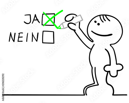 Figur kreuzt "ja" an