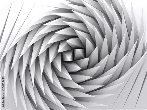 Fototapeta Abstract geometric background, white 3d art