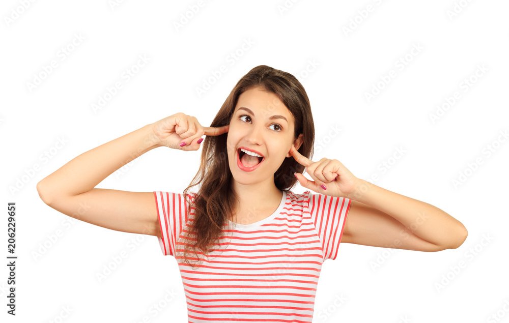 female model having fun in studio during photoshoot in new clothes. emotional girl isolated on white background female model having fun in studio during photoshoot in new clothes. emotional girl isolated on white background