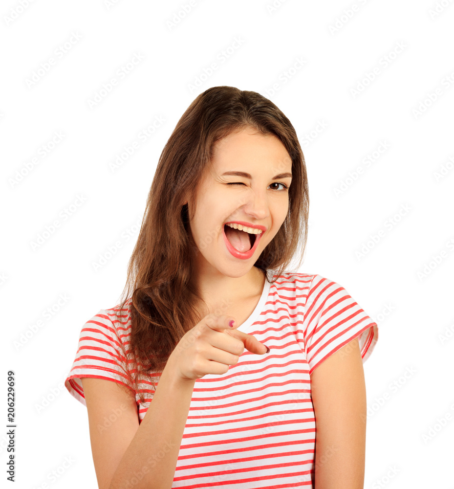 Portrait of screaming female face squeeze her ears by hand. emotional girl isolated on white background Portrait of screaming female face squeeze her ears by hand. emotional girl isolated on white background