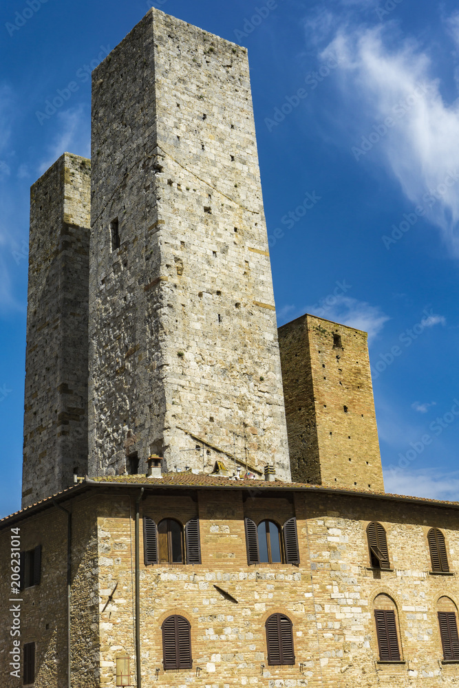 Old stone towers at San Gimignano in Tuscany, Italy