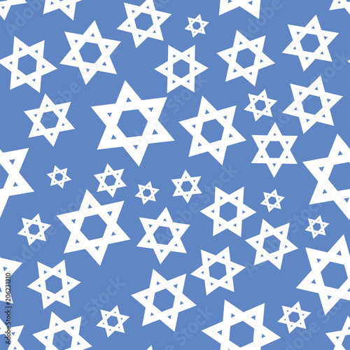 White Mosaic Stars of David Seamless Pattern