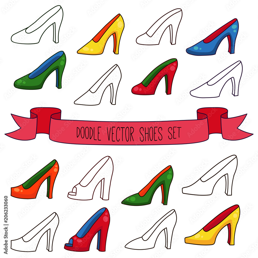 Obraz premium High heel women shoes vector set