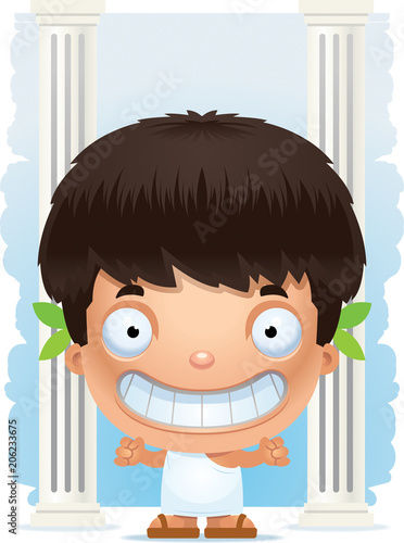 Smiling Cartoon Greek Boy