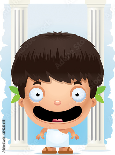 Smiling Cartoon Greek Boy
