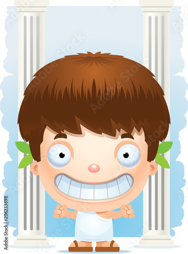 Smiling Cartoon Greek Boy