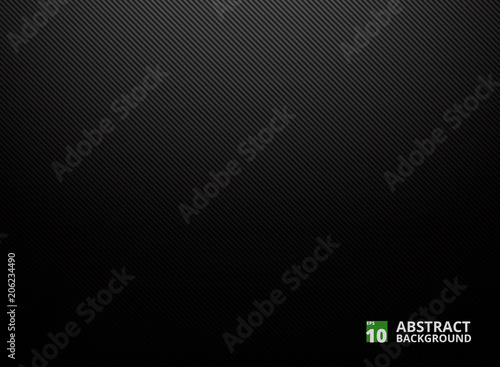 Abstract of dark black metallic background with slanting lines of soft striped pattern. Illustration vector eps10
