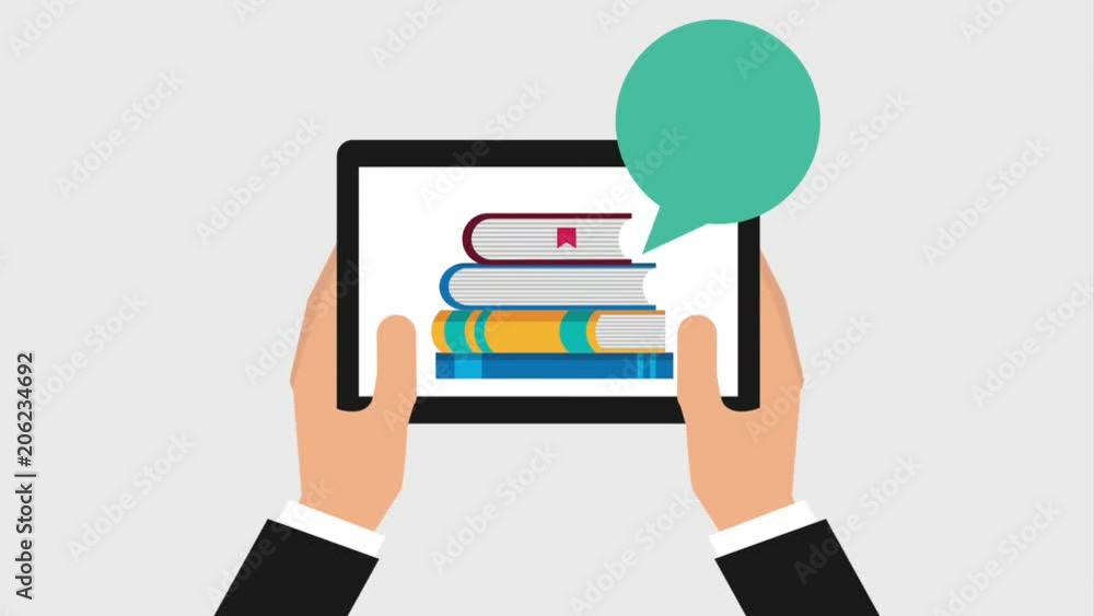 hands holds tablet computer with e-books learning online animation hd hands holds tablet computer with e-books learning online animation hd