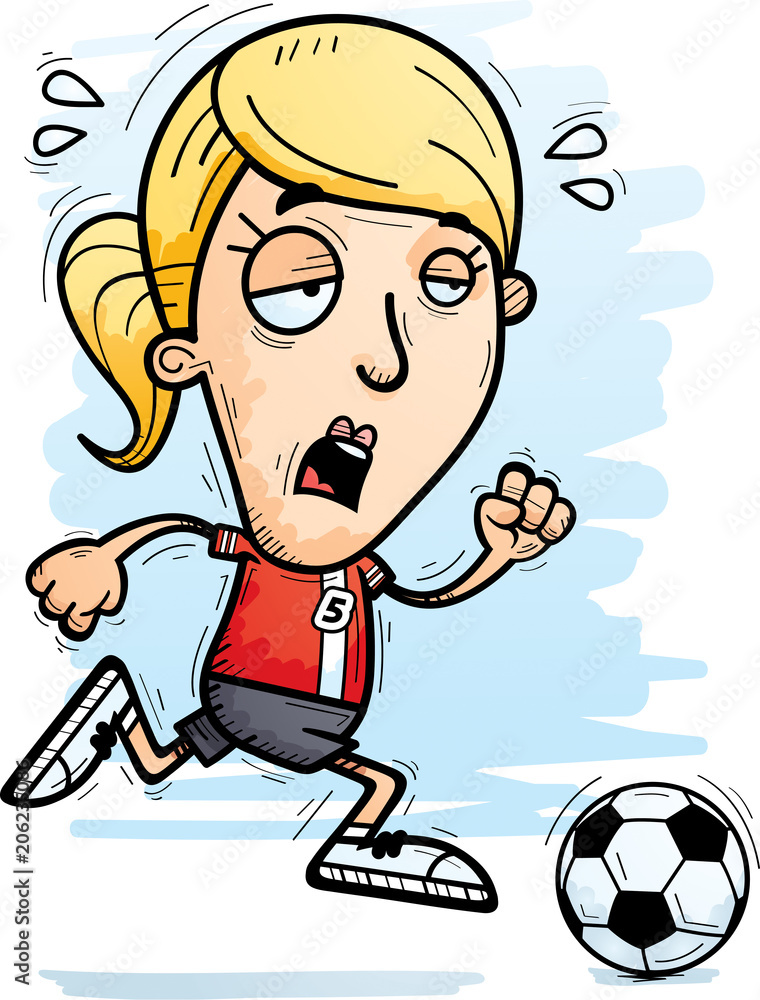 Exhausted Cartoon Soccer Player