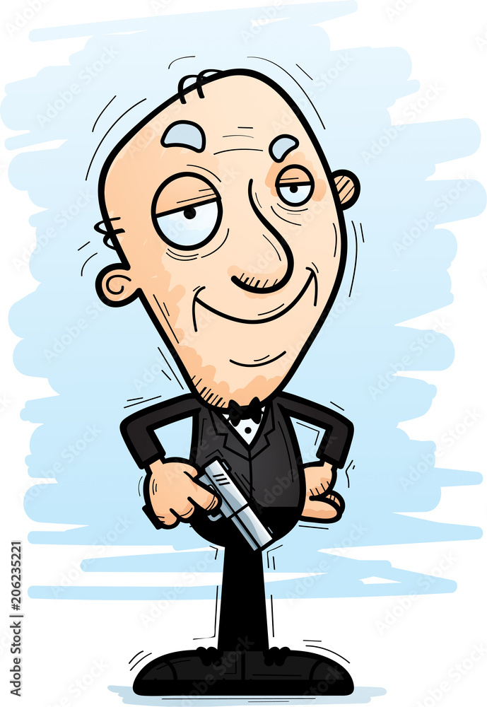 Confident Cartoon Senior Spy Confident Cartoon Senior Spy