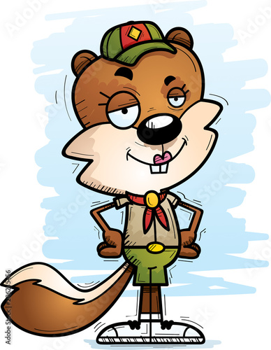 Confident Cartoon Female Squirrel Scout