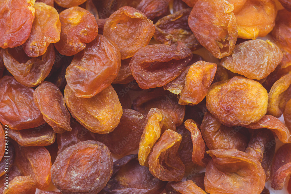 orange dried apricots close up