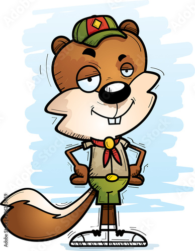 Confident Cartoon Male Squirrel Scout