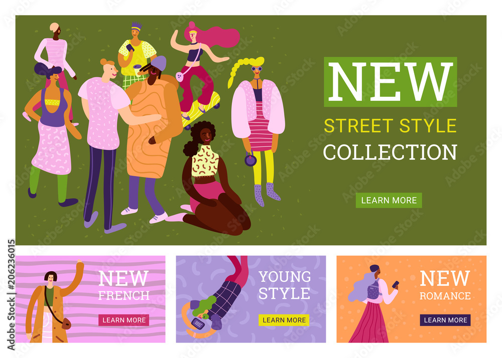 Fototapeta premium Street Fashion Banners Set
