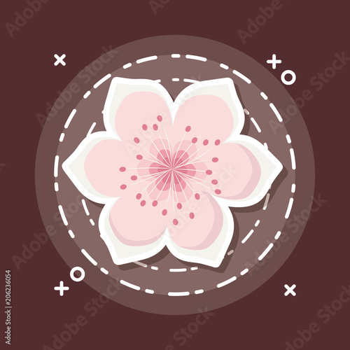 blossom flower icon over brown background, colorful design. vector illustration
