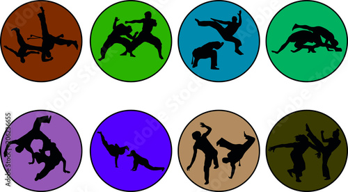 Capoeira badges for military schools, fighting style, dangerous dance