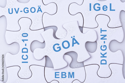 Wallpaper Mural Puzzle Teile mit Schlagworten zur Abrechnung von GOÄ EBM ICD-10 IGEL Leistungen Torontodigital.ca