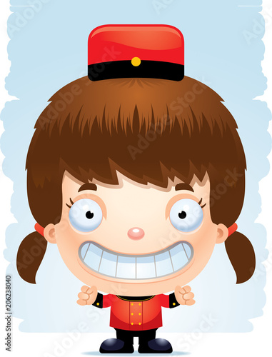 Cartoon Girl Bellhop Smiling