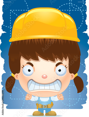 Angry Cartoon Girl Handyman