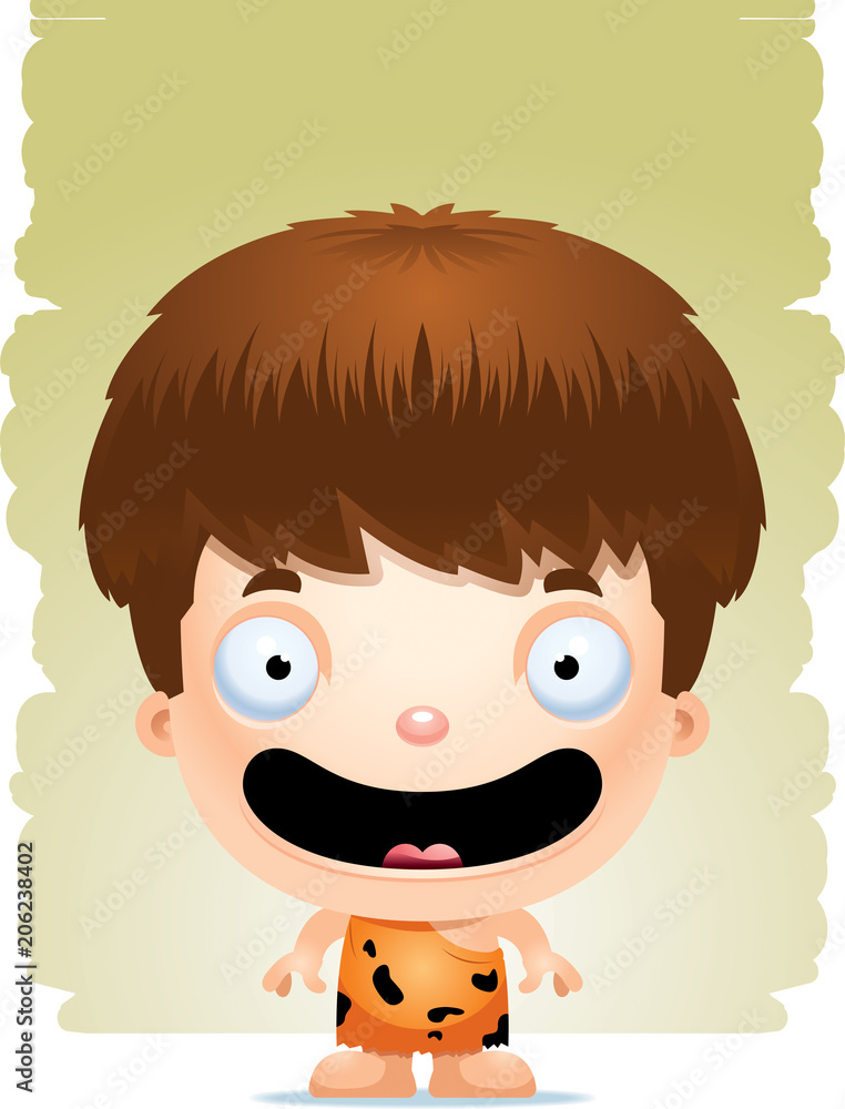 Cartoon Boy Caveman Smiling