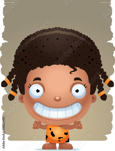Cartoon Girl Caveman Smiling