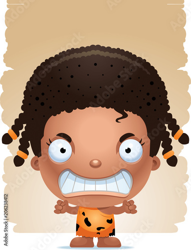 Angry Cartoon Girl Caveman