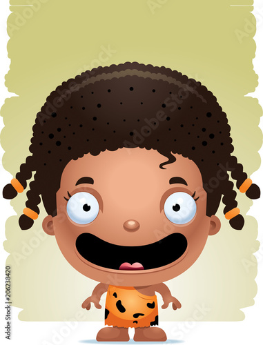 Cartoon Girl Caveman Smiling