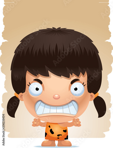Angry Cartoon Girl Caveman