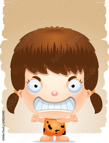 Angry Cartoon Girl Caveman