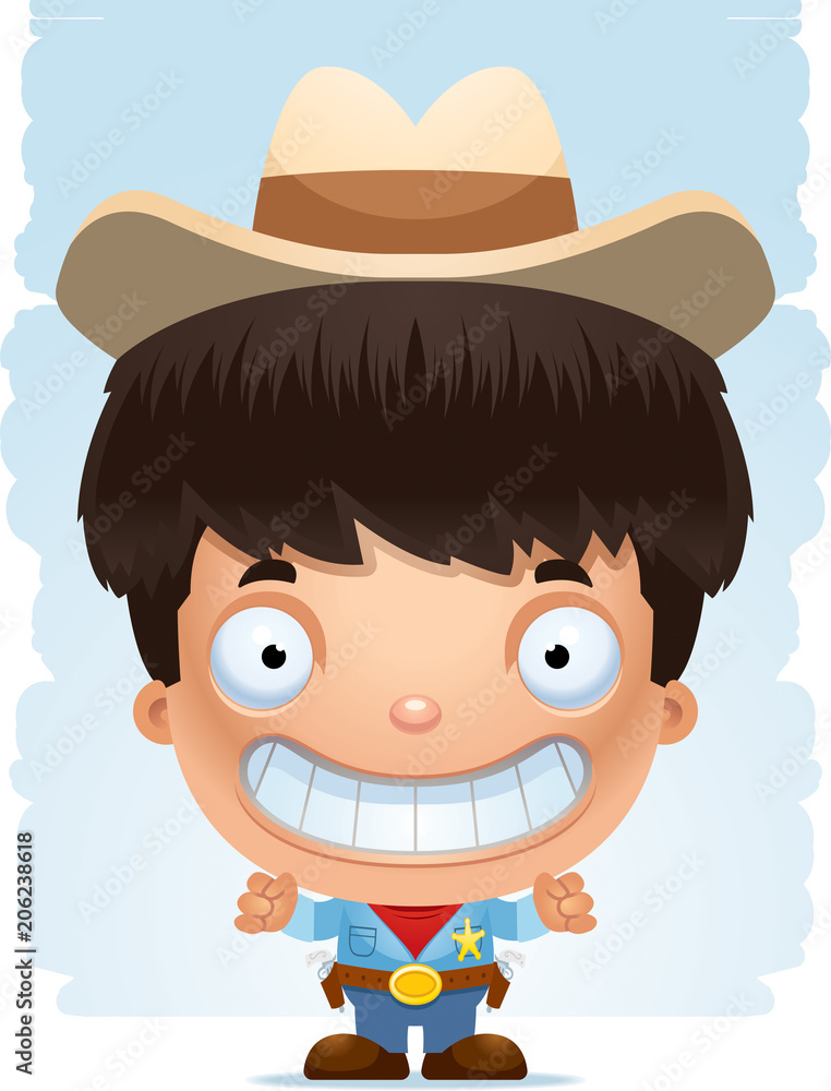 Cartoon Boy Cowboy Smiling