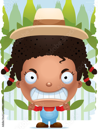 Angry Cartoon Girl Farmer