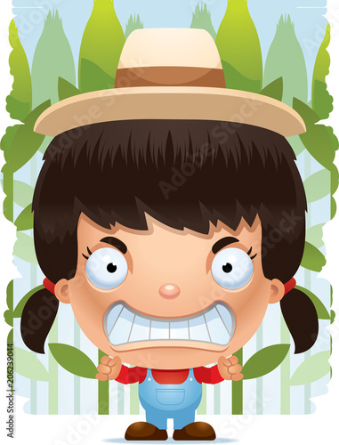 Angry Cartoon Girl Farmer