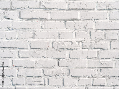 Loft styled white painted brick wall 