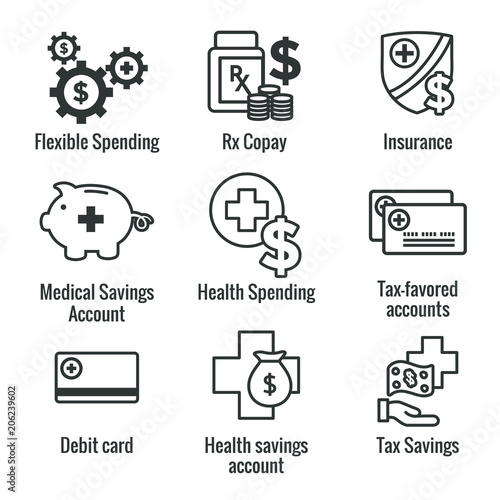 Medical Tax Savings - Health savings account or flexible spending account has HSA, FSA, tax-sheltered savings