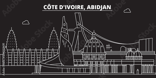 Abidjan silhouette skyline. Cote dIvoire - Abidjan vector city, ivorian linear architecture, buildings. Abidjan travel illustration, outline landmarks. Cote dIvoire flat icon, ivorian line design photo