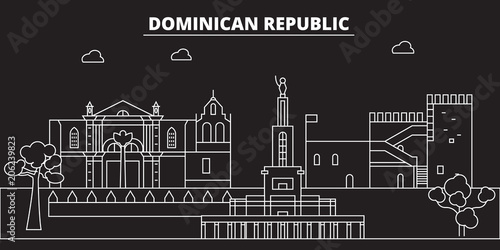 Dominican Republic silhouette skyline. Dominican Republic vector city, dominican linear architecture, buildingline travel illustration, landmarkflat icon, dominican outline design, banner