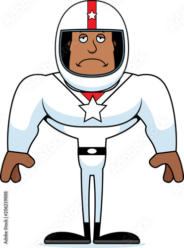 Cartoon Sad Race Car Driver