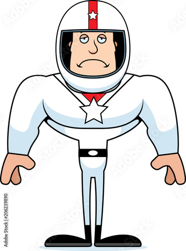 Cartoon Sad Race Car Driver