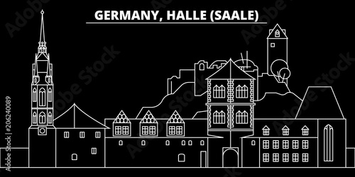 Halle Saale silhouette skyline. Germany - Halle Saale vector city, german linear architecture, buildings. Halle Saale line travel illustration, landmarks. Germany flat icon, german outline design