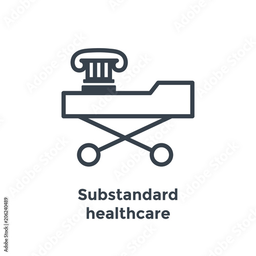Medical Lawsuit icon with legal imagery showing medical malpractice - outline