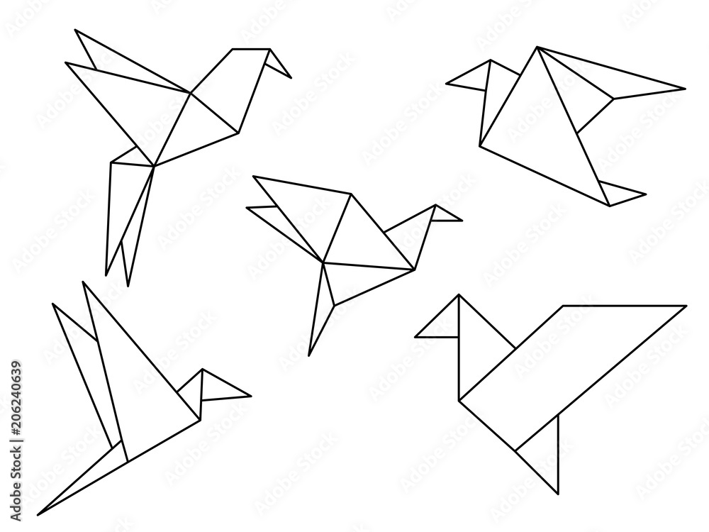 Fototapeta premium Wektor kolekcji ptaków origami