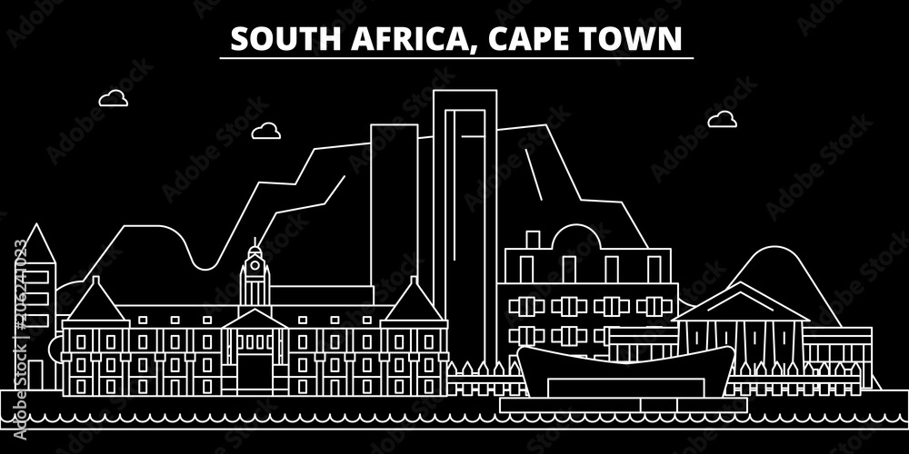 Cape Town silhouette skyline. South Africa - Cape Town vector city ...