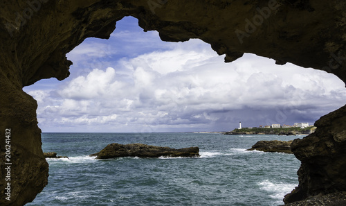 Coastal view of Bay of Biscay from Biarritz, Basque Country, France