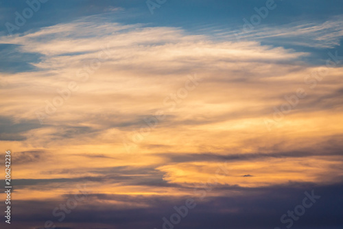 Evening sky seen from a road in Wetlina, small village in area of Bieszczady Mountains National Park, Poland © Fotokon