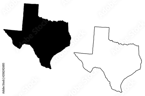 Texas map vector illustration, scribble sketch Texas map