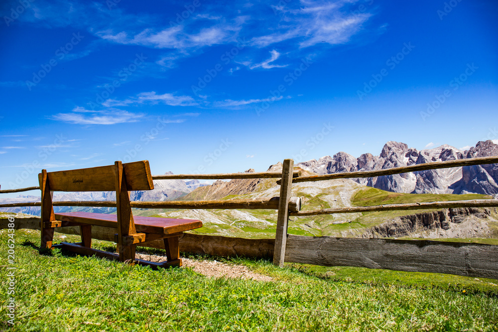 bench with mountain view