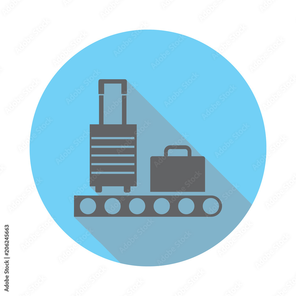 Conveyor Belt with baggage icon. Elements of airport in flat blue colored icon. Premium quality graphic design icon. Simple icon for websites, web design, mobile app, info graphics