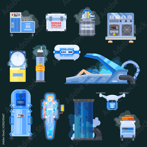 Cryonics Human Organs Transplantation Icons