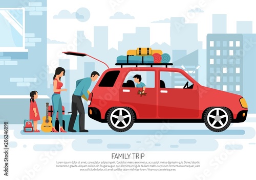 Family Travel Car Poster