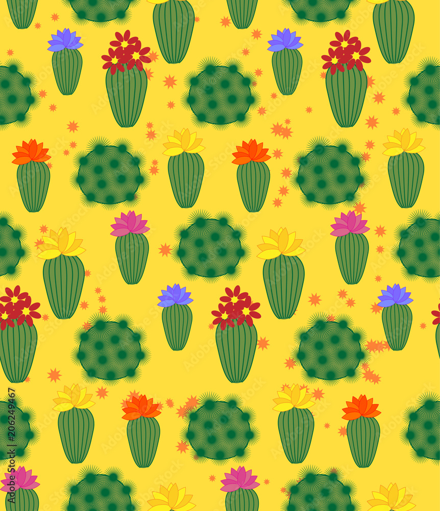 Cactus Background. Seamless Pattern. Exotic Plant. Tropical. Cactus Background. Seamless Pattern. Exotic Plant. Tropical.